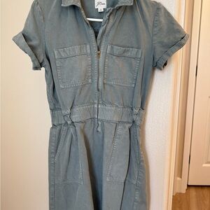 J. Crew Green Jean Short Sleeve Jumpsuit